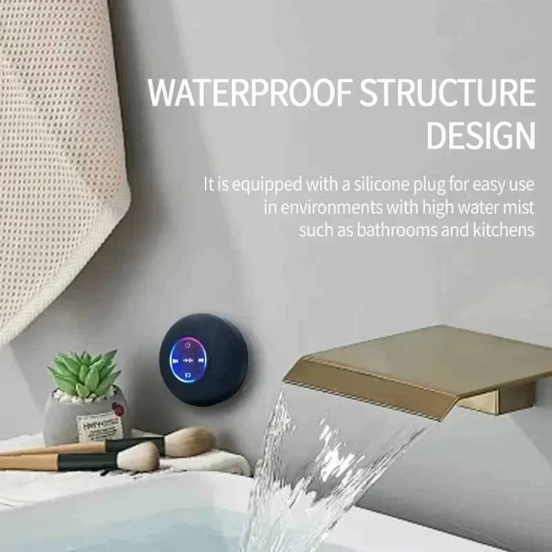2025 New bathroom waterproof wireless LED suction Cup Mini Bluetooth speaker Portable outdoor sports stereo speakers - Image 3